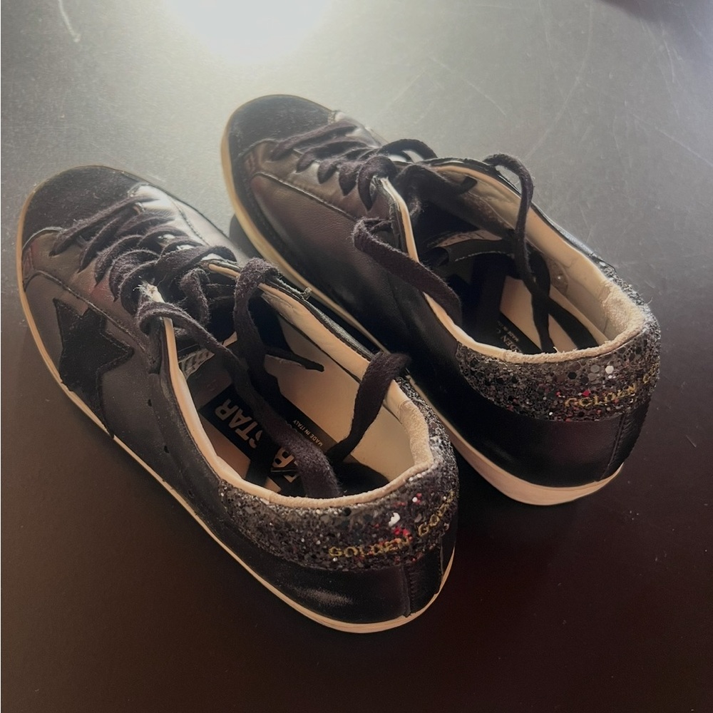 Golden Goose Deluxe Brand Superstar Sneakers - Black with Glitter Heel Accent - Picture 2 of 4